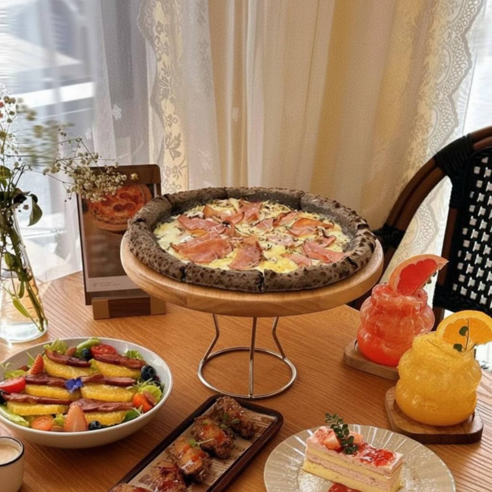 Pizza Stand Retro Design Round - đánh giá và giá Display Risers Set