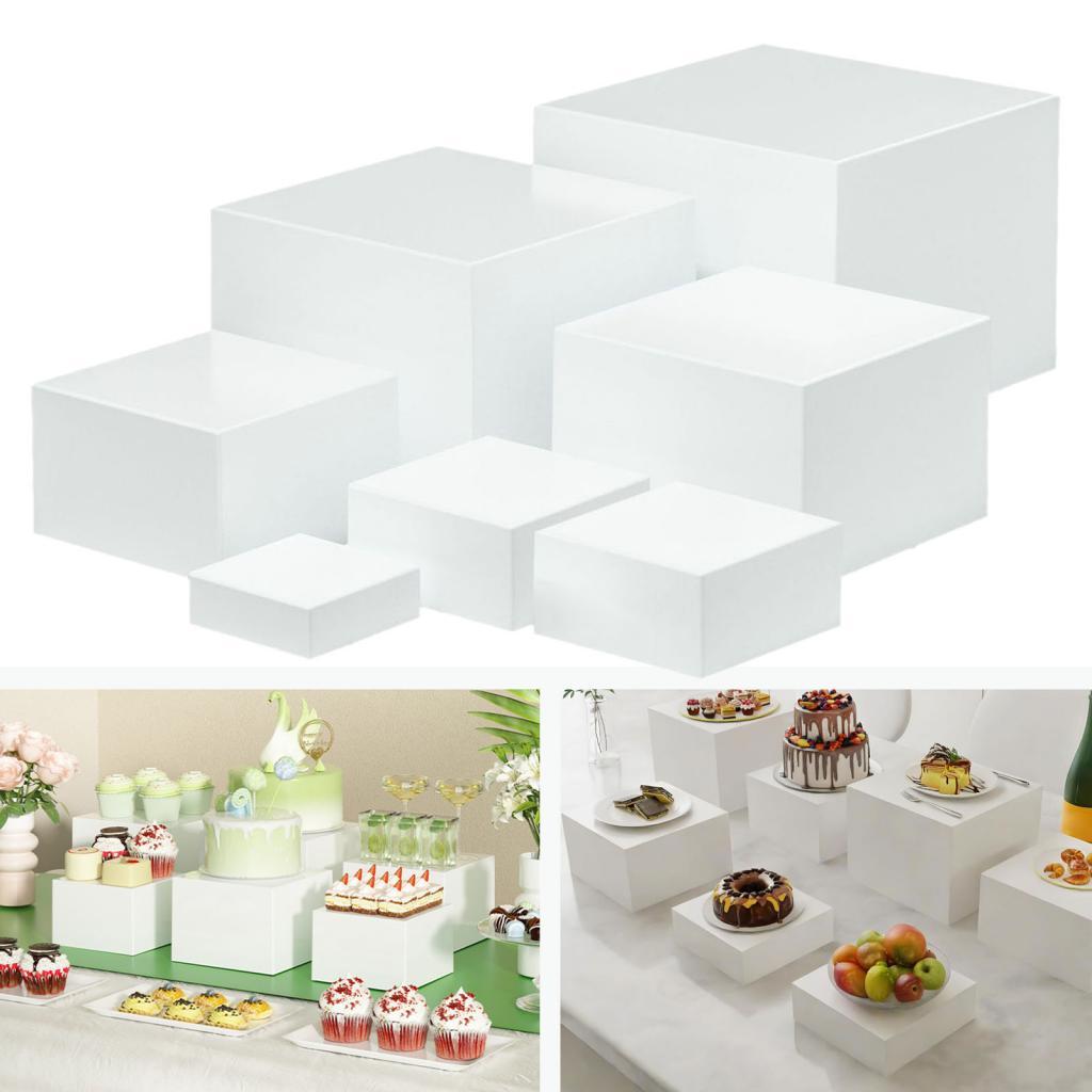 7 Pieces Acrylic Cube Display  - đánh giá và giá Display Risers Set