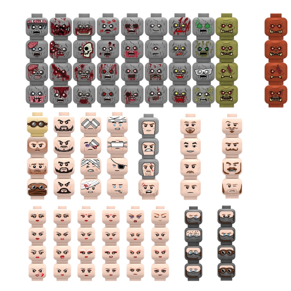 Injured Emotional Face Heads B - đánh giá và giá Lego Minifigure Holder